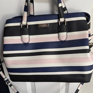 Kate Spade Navy and Pink Striped Satchel